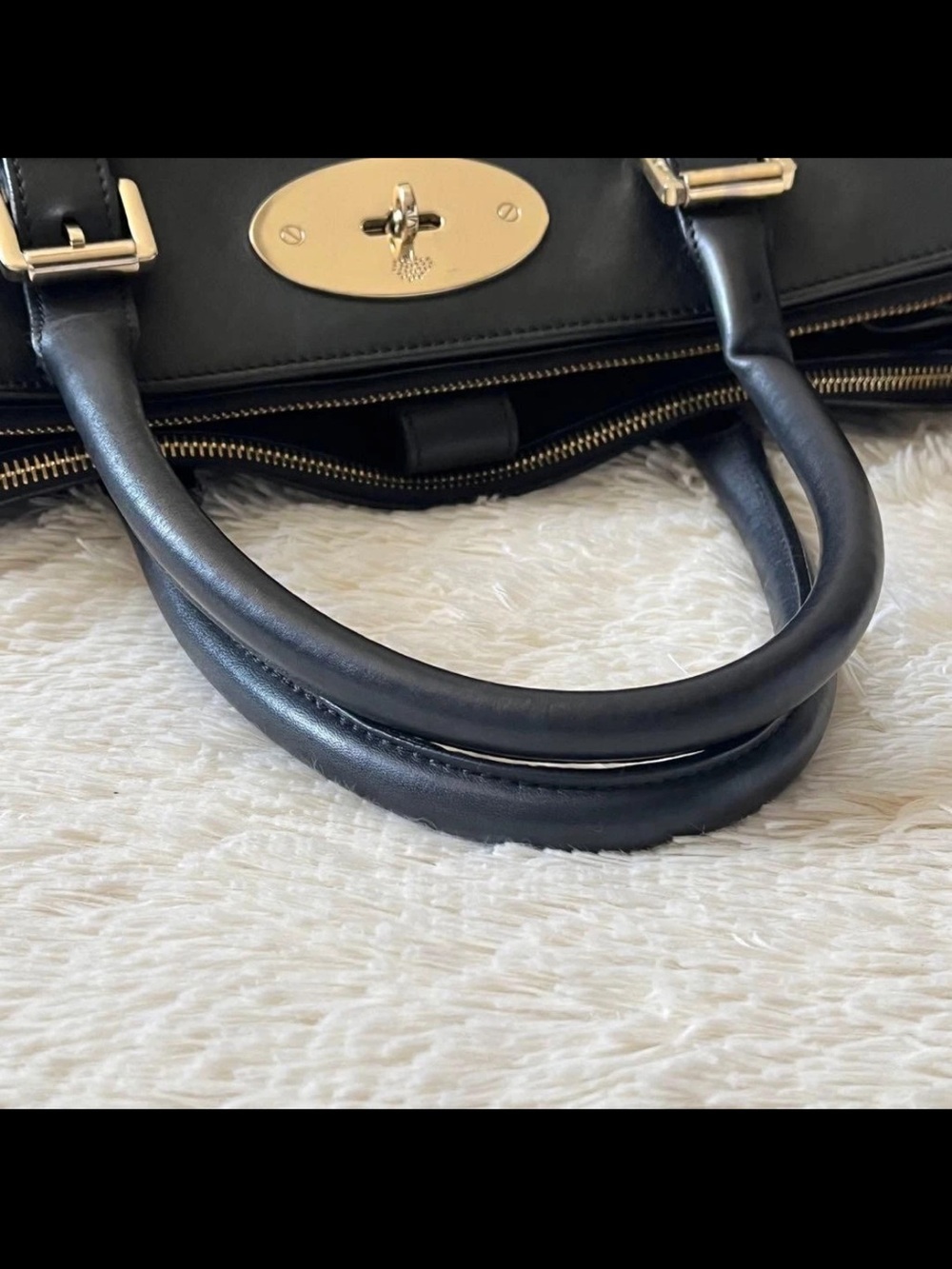 Mulberry Black Leather Bayswater-Style Top-Handle Satchel - Picture 10 of 16